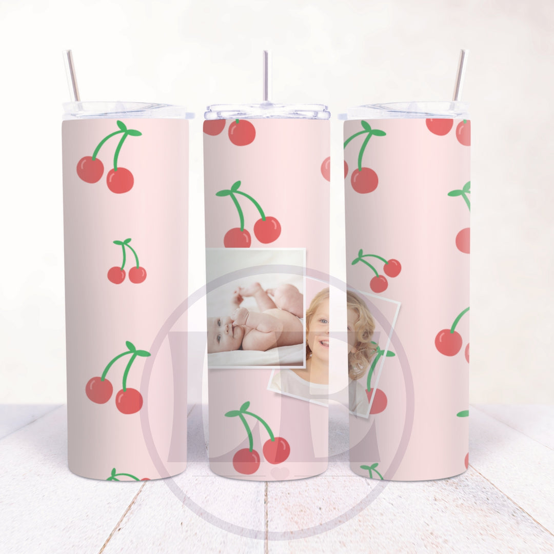 Personalised Cherry 2 Photo 20oz Tumbler product view