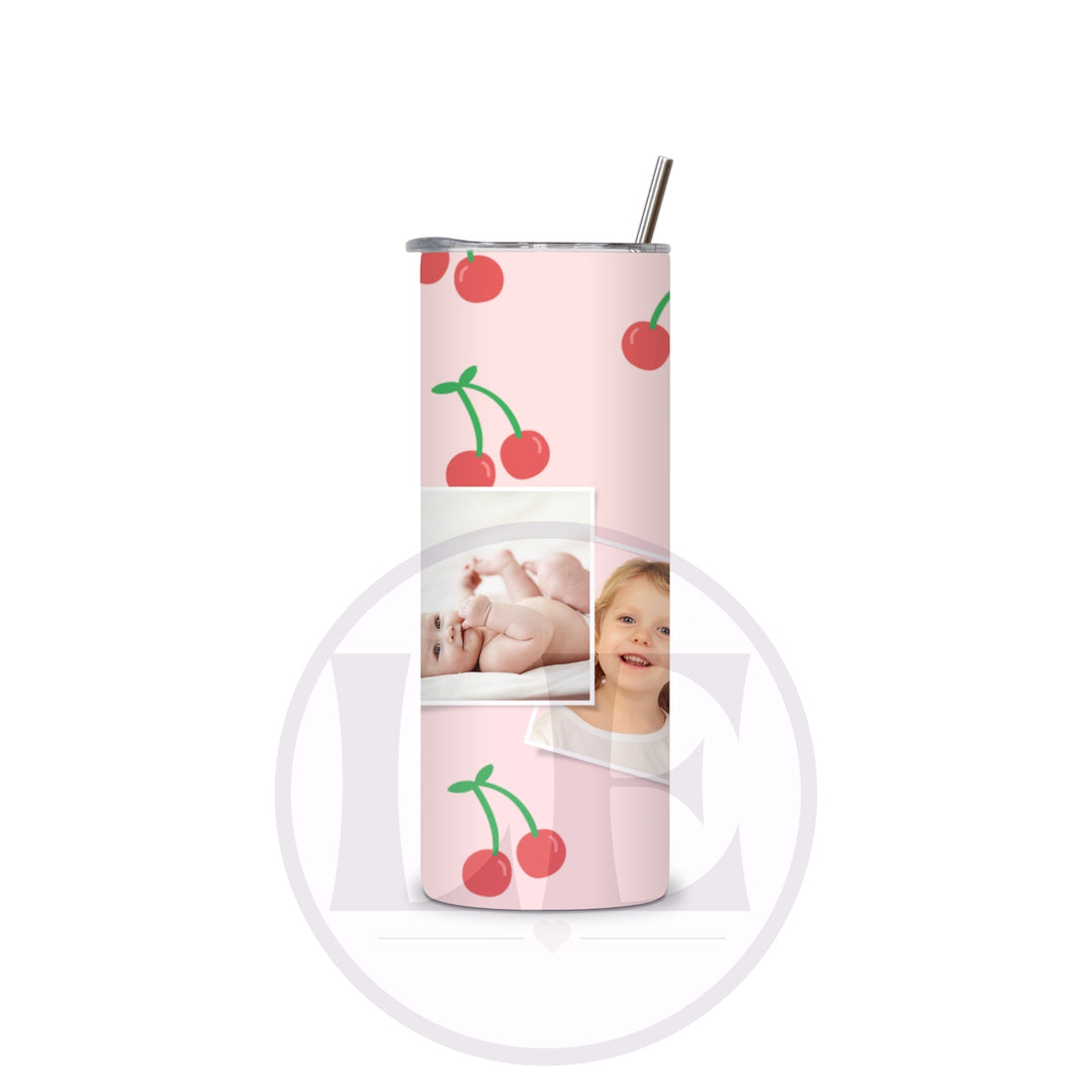 Personalised Cherry 2 Photo 20oz Tumbler close-up view