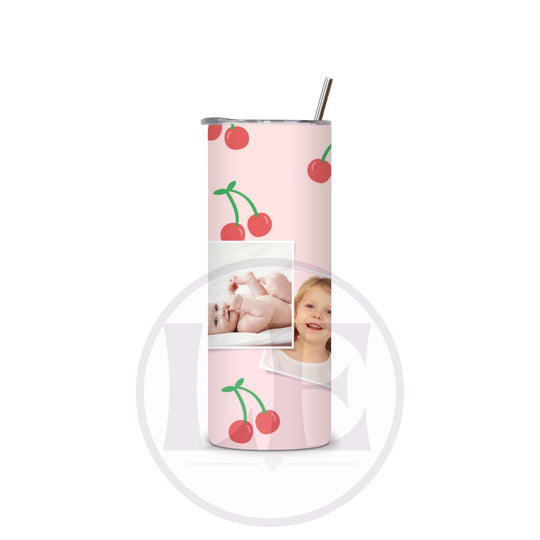 Personalised Cherry 2 Photo 20oz Tumbler close-up view