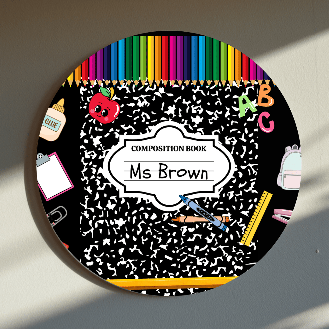 Personalised Composition Notebook Teacher Coaster with Name