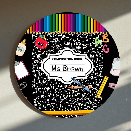 Personalised Composition Notebook Teacher Coaster with Name