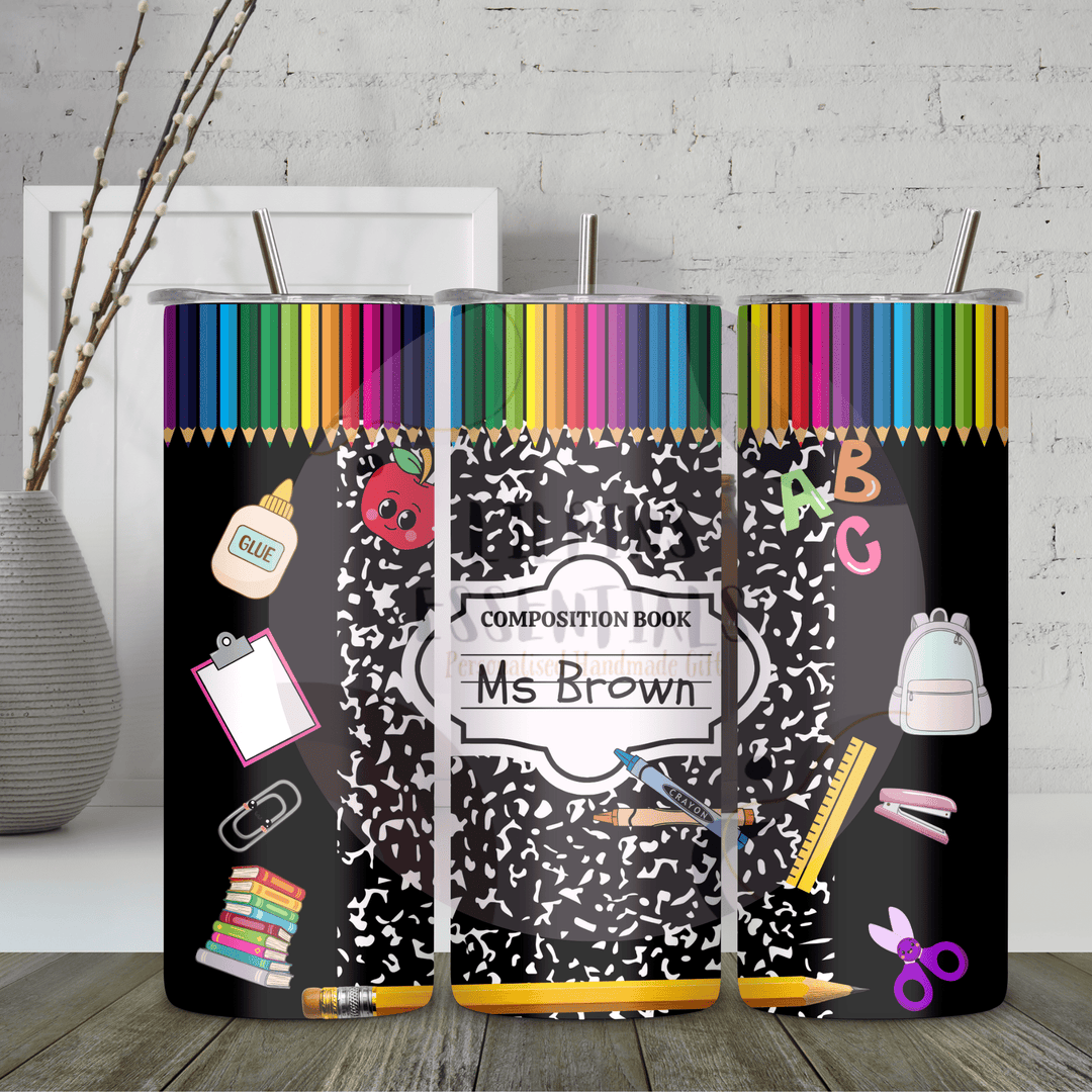 Composition notebook tumbler for teachers