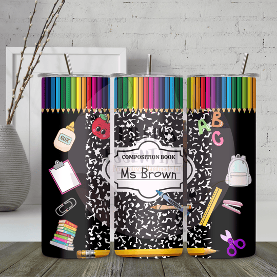 Composition notebook tumbler for teachers