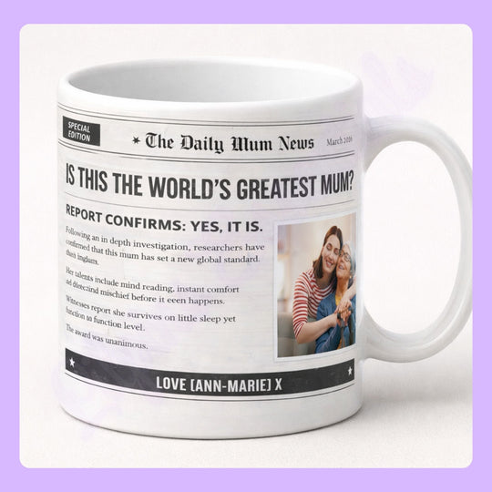 personalised daily mum news mug newspaper style personalised mug for mum