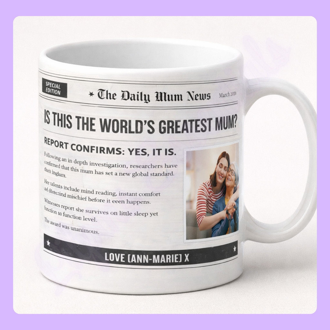 personalised daily mum news mug newspaper style personalised mug for mum