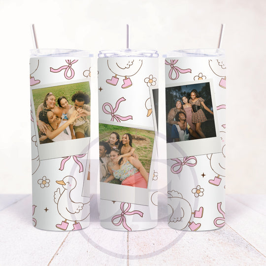 Personalised Duck &amp; Bow 3 Photo 20oz Tumbler with family photos