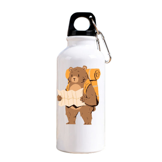 Personalised kids aluminium water bottle with bear design