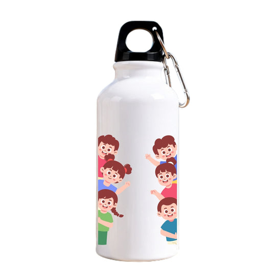 Personalised kids aluminium water bottle with friends design