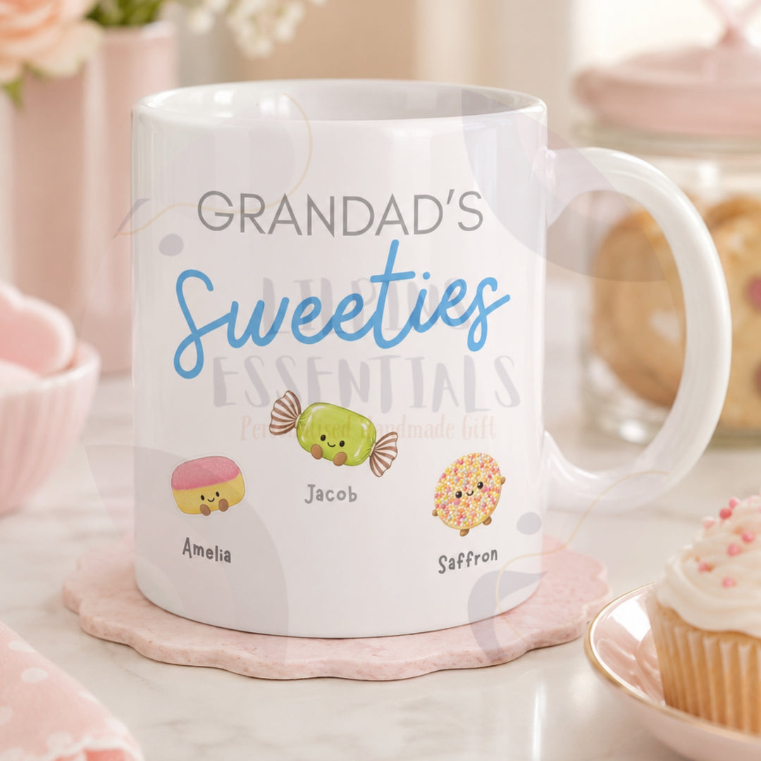 personalised Little Sweeties ceramic mug for grandparents
