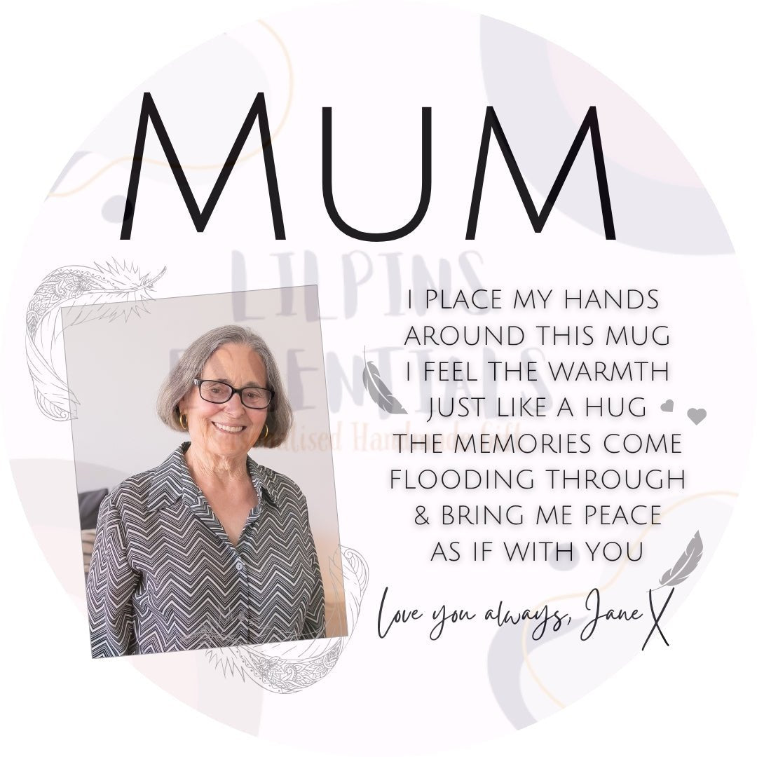 Personalised Memorial Mug for Mum with Photo &amp; Verse - Lilpins Essentials