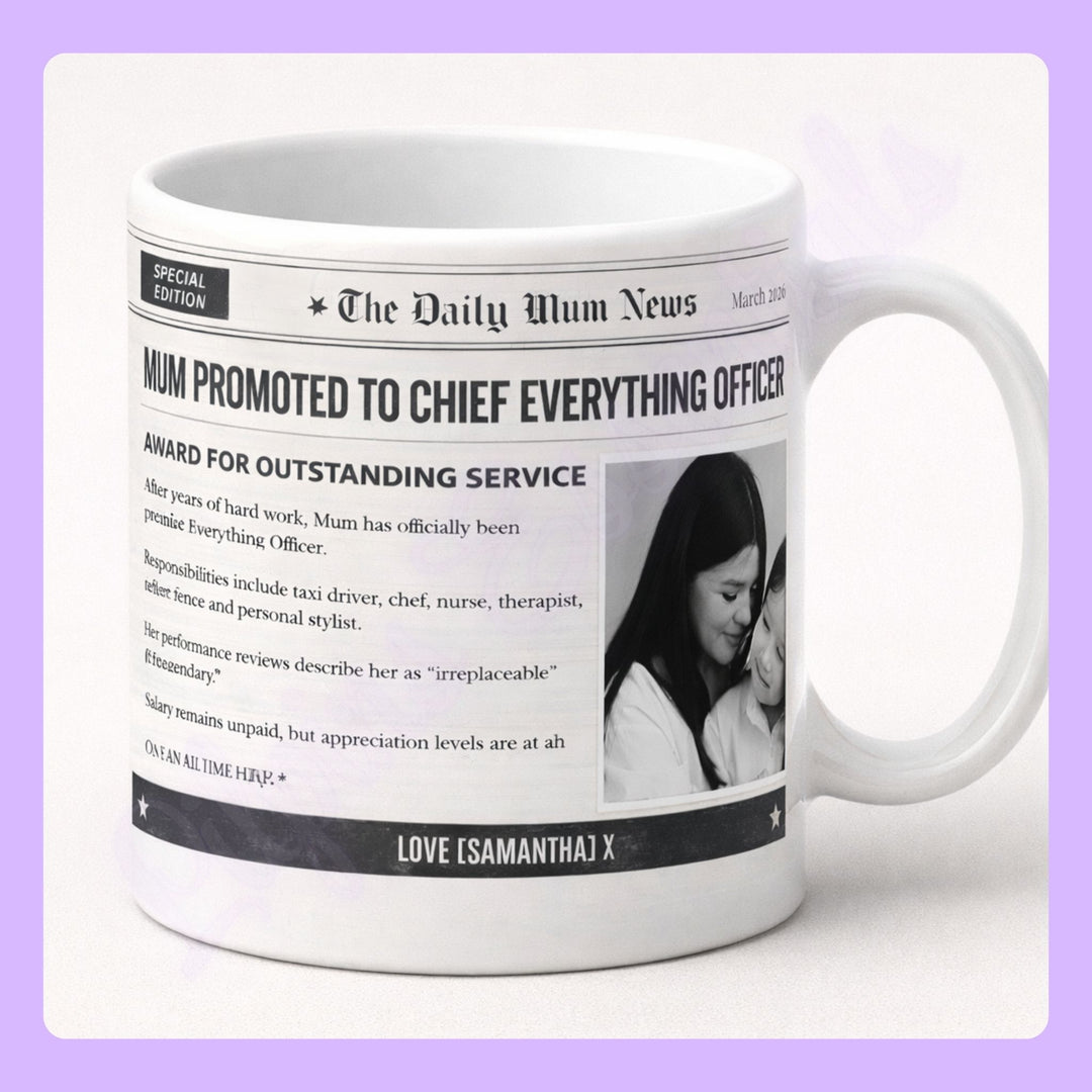 personalised mothers day newspaper mug for mum