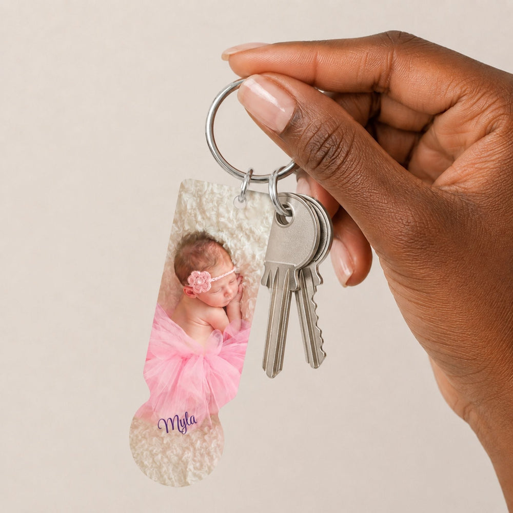 Personalised Photo Trolley Token Keyring - Lilpins Essentials
