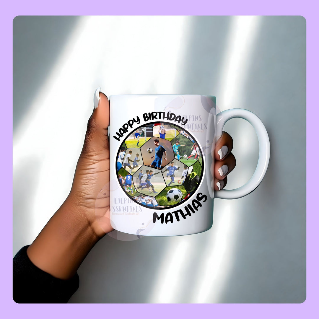 custom football collage mug with multiple photos personalised
