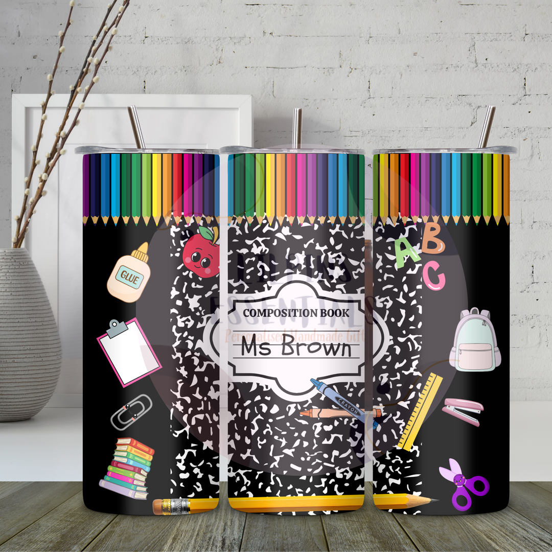 Composition notebook tumbler for teachers