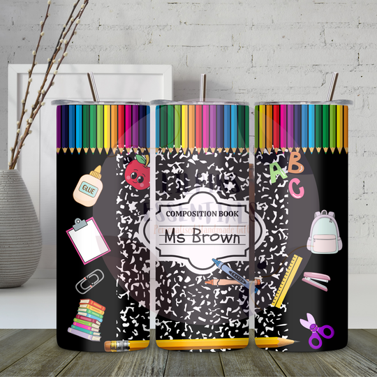 Composition notebook tumbler for teachers