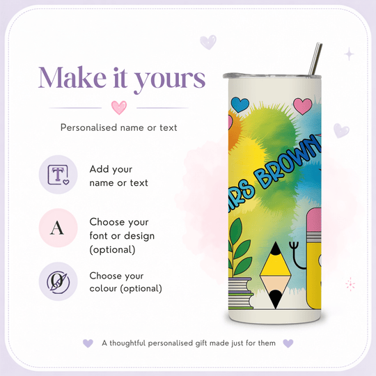 How to personalise the teacher tumbler with a custom name
