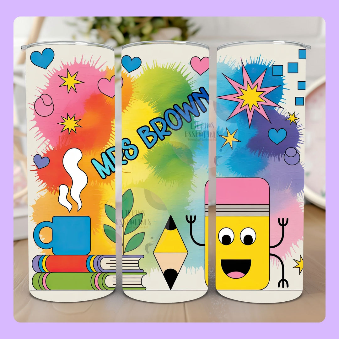 Teacher name tumbler for classroom daily use