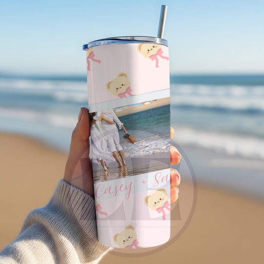 Personalised Teddy Bear 2 Photo 20oz Tumbler lifestyle view