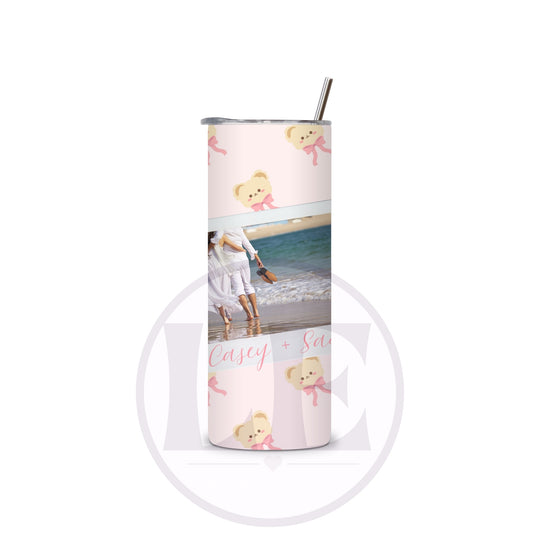 Personalised Teddy Bear 2 Photo 20oz Tumbler with custom wording