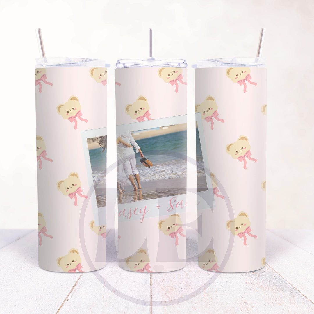 Personalised Teddy Bear 2 Photo 20oz Tumbler wrap design