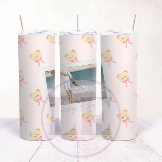 Personalised Teddy Bear 2 Photo 20oz Tumbler wrap design