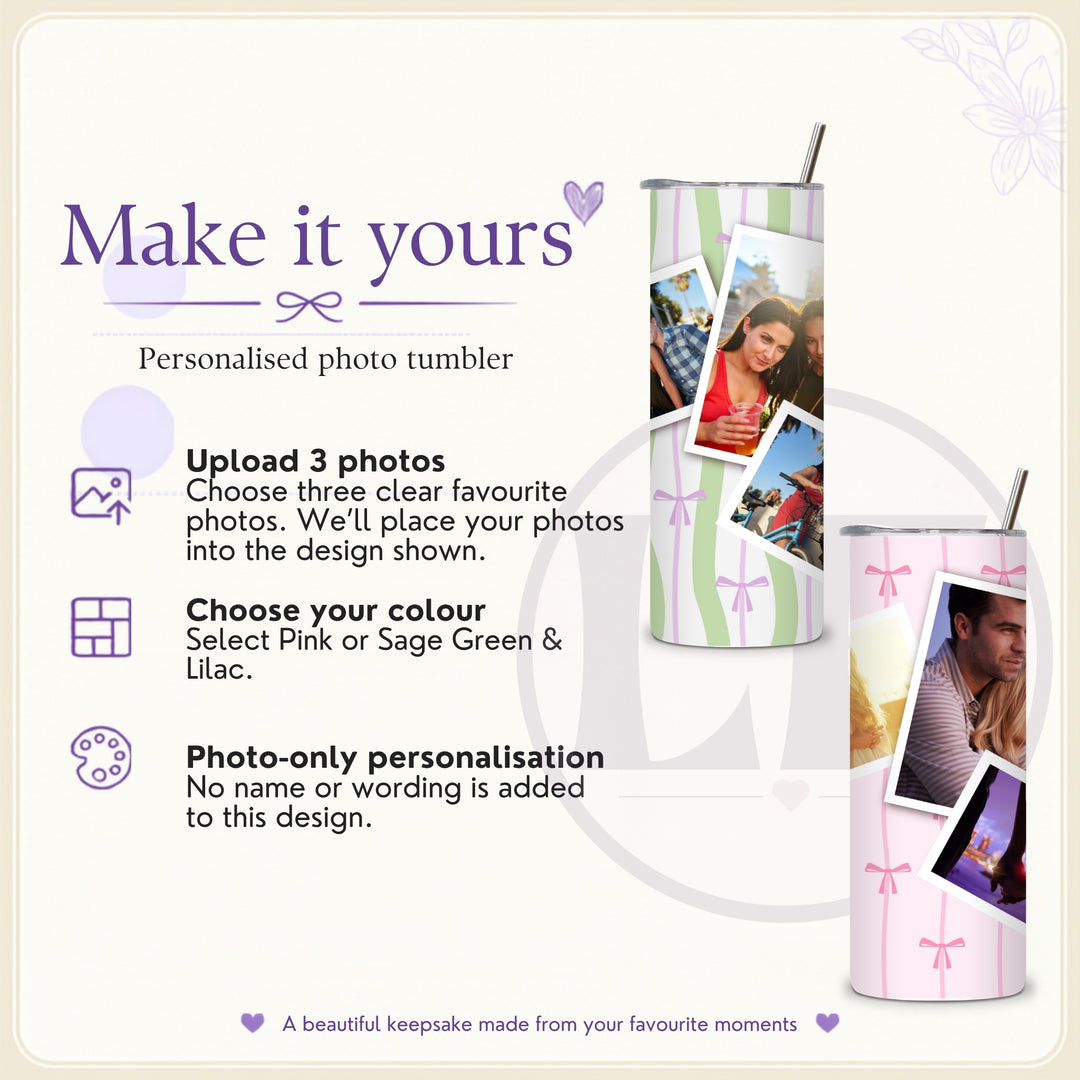 How to personalise the Wavy Stripe and Bow 3 Photo 20oz Tumbler