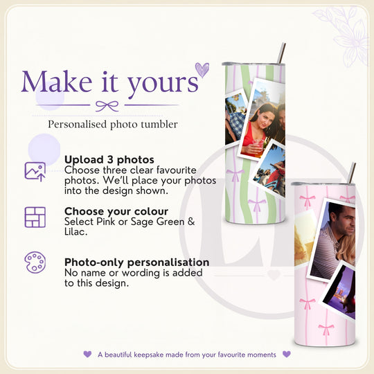 How to personalise the Wavy Stripe and Bow 3 Photo 20oz Tumbler