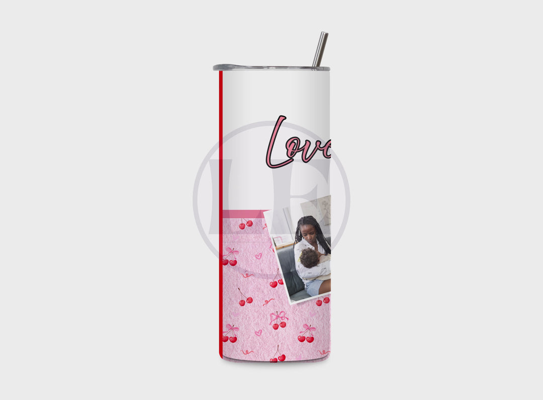 Personalised Cherry Bow 3 Photo 20oz Tumbler with custom wording product video