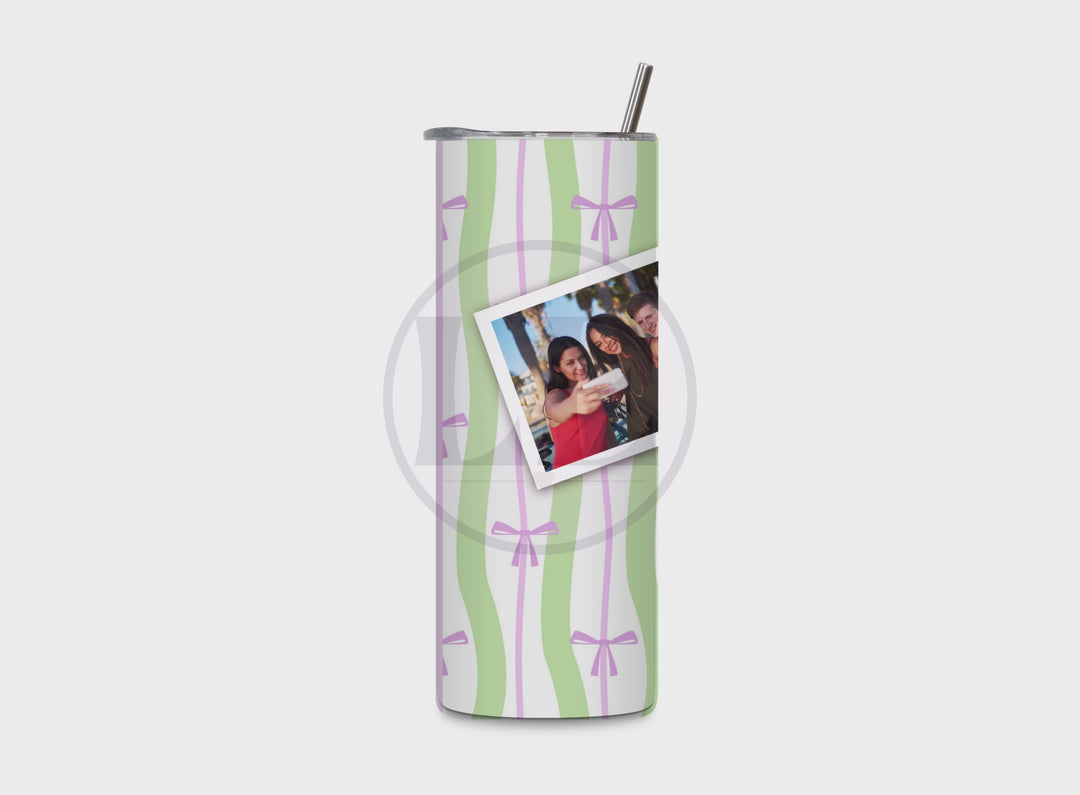 Personalised Wavy Stripe and Bow 3 Photo 20oz Tumbler product video
