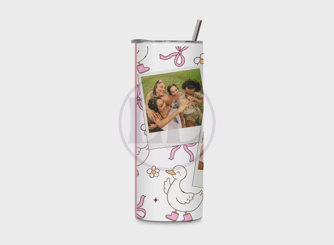 Video of the Personalised Duck &amp; Bow 3 Photo 20oz Tumbler showing the wrap design