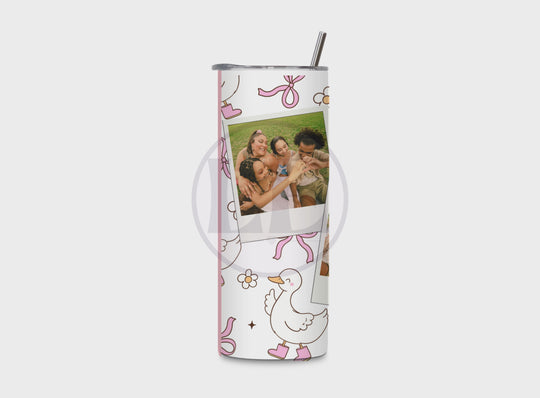 Video of the Personalised Duck &amp; Bow 3 Photo 20oz Tumbler showing the wrap design