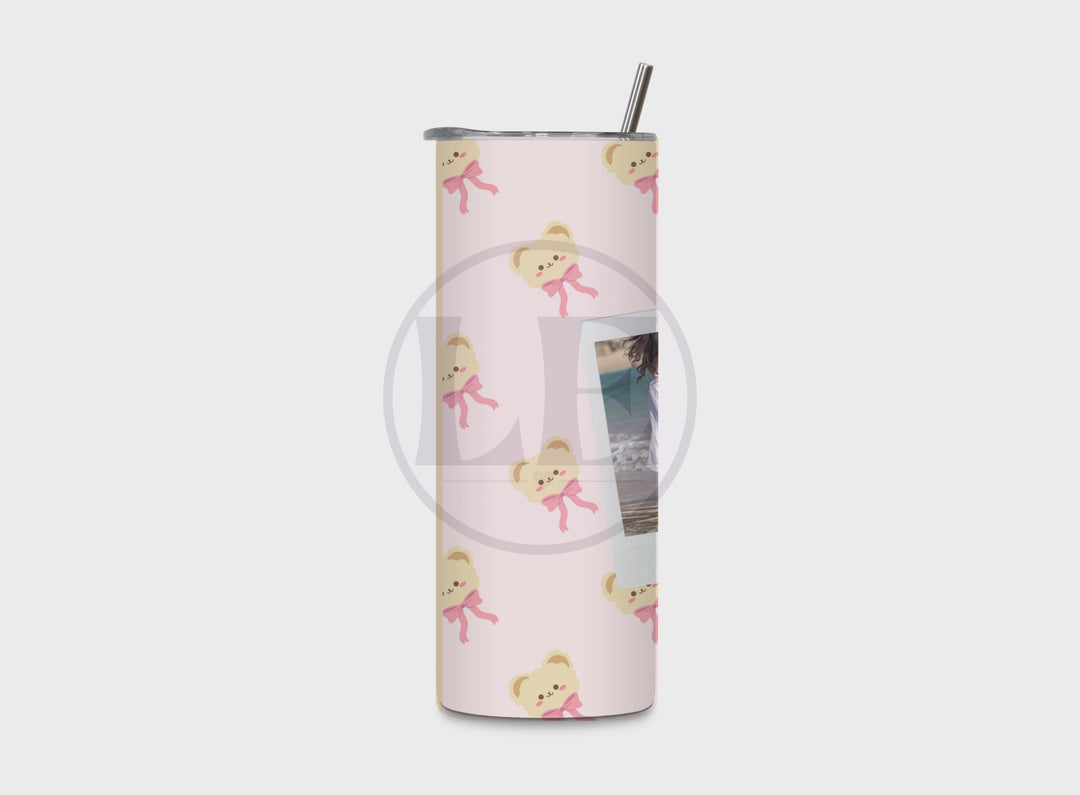 Personalised Teddy Bear 2 Photo 20oz Tumbler with wording product video