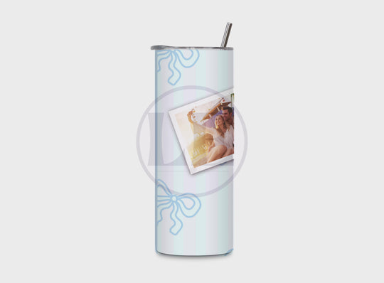 Personalised Blue Stripe and Bow 3 Photo 20oz Tumbler product video