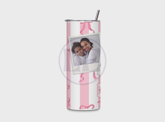 Video of the Personalised Pink Bow 3 Photo 20oz Tumbler with name showing the wrap design