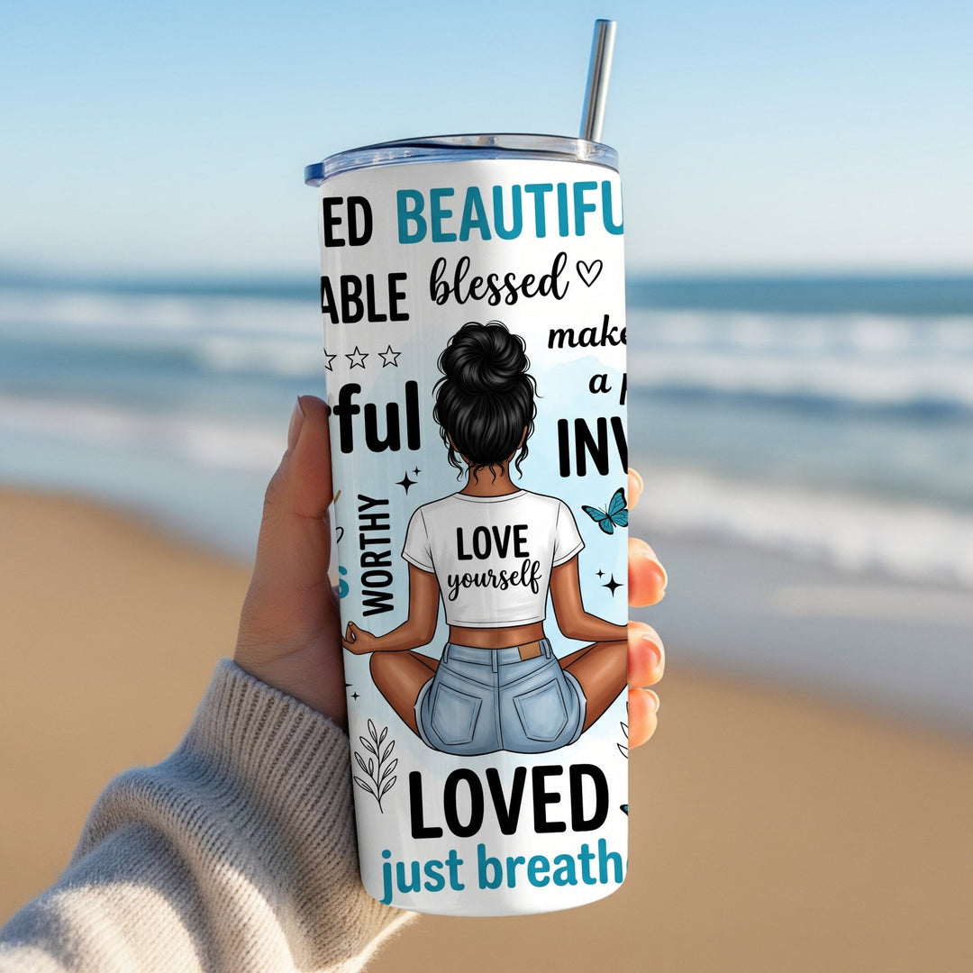 Self Love Affirmation Tumbler 20oz - Positive Gift for Her - Lilpins Essentials