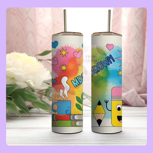 Teacher name tumbler for classroom daily use