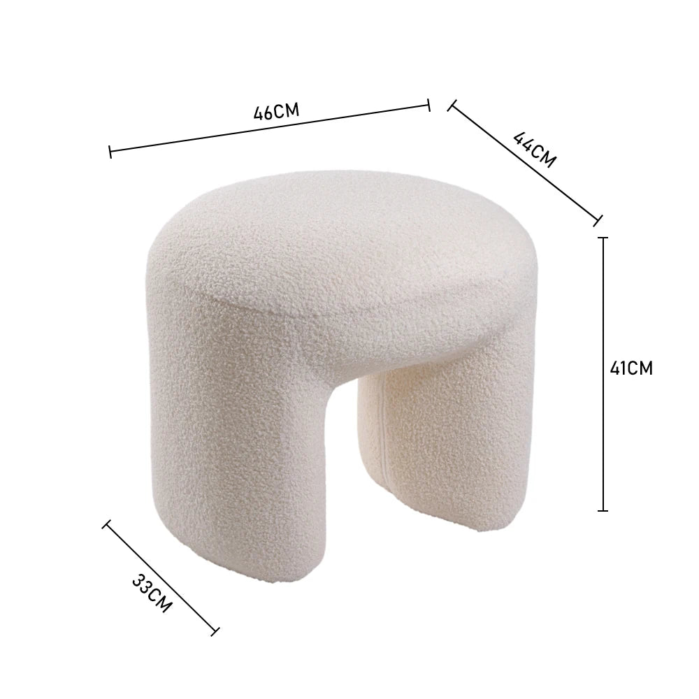 size teddy fur ottoman