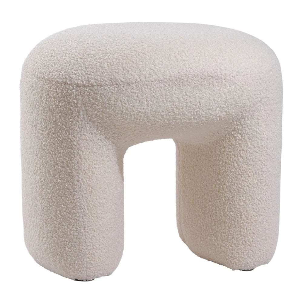 white teddy fur ottoman