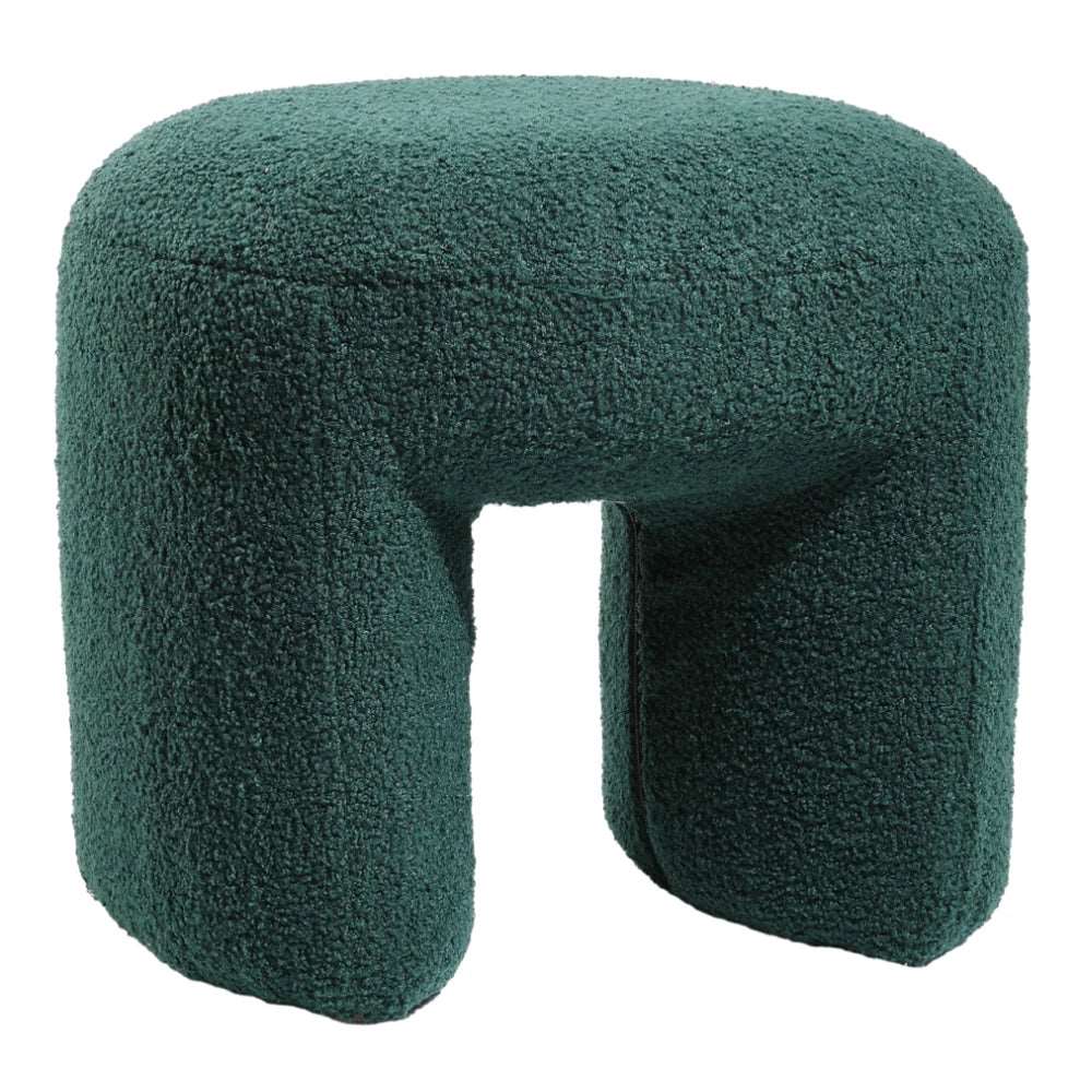 green teddy fur ottoman