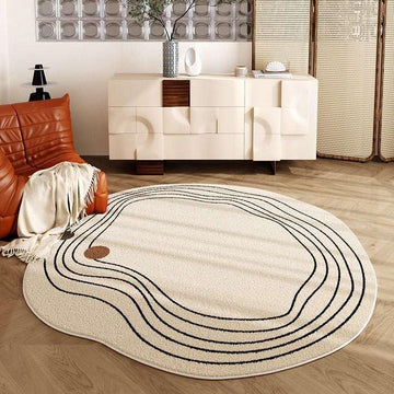 NORDIC MINIMALIST BLACK LINES WAVEY RUG