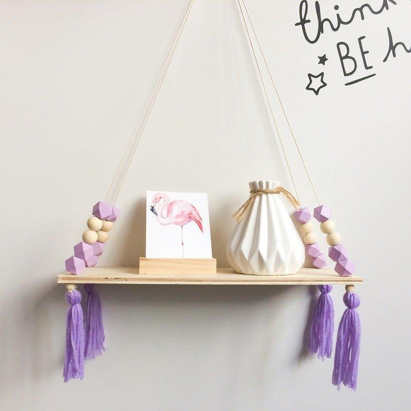 Wooden Bead Wall Hanging Shelf - Lilpins Essentials